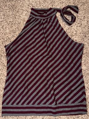 Michaels Kors Burgundy & Gray Halter Stripe Camisole